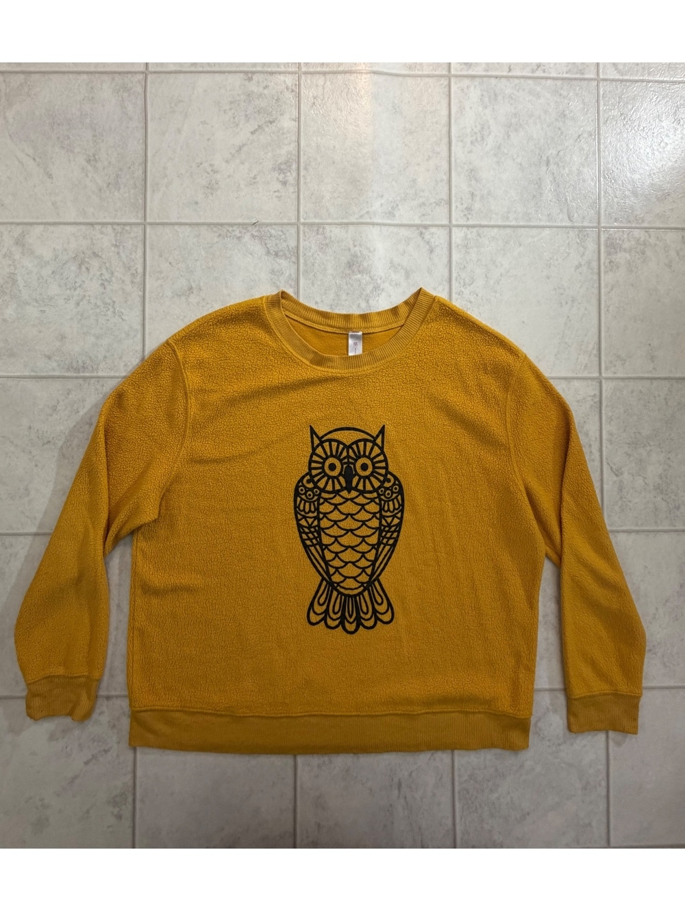 No Boundaries mustard owl sweatshirt